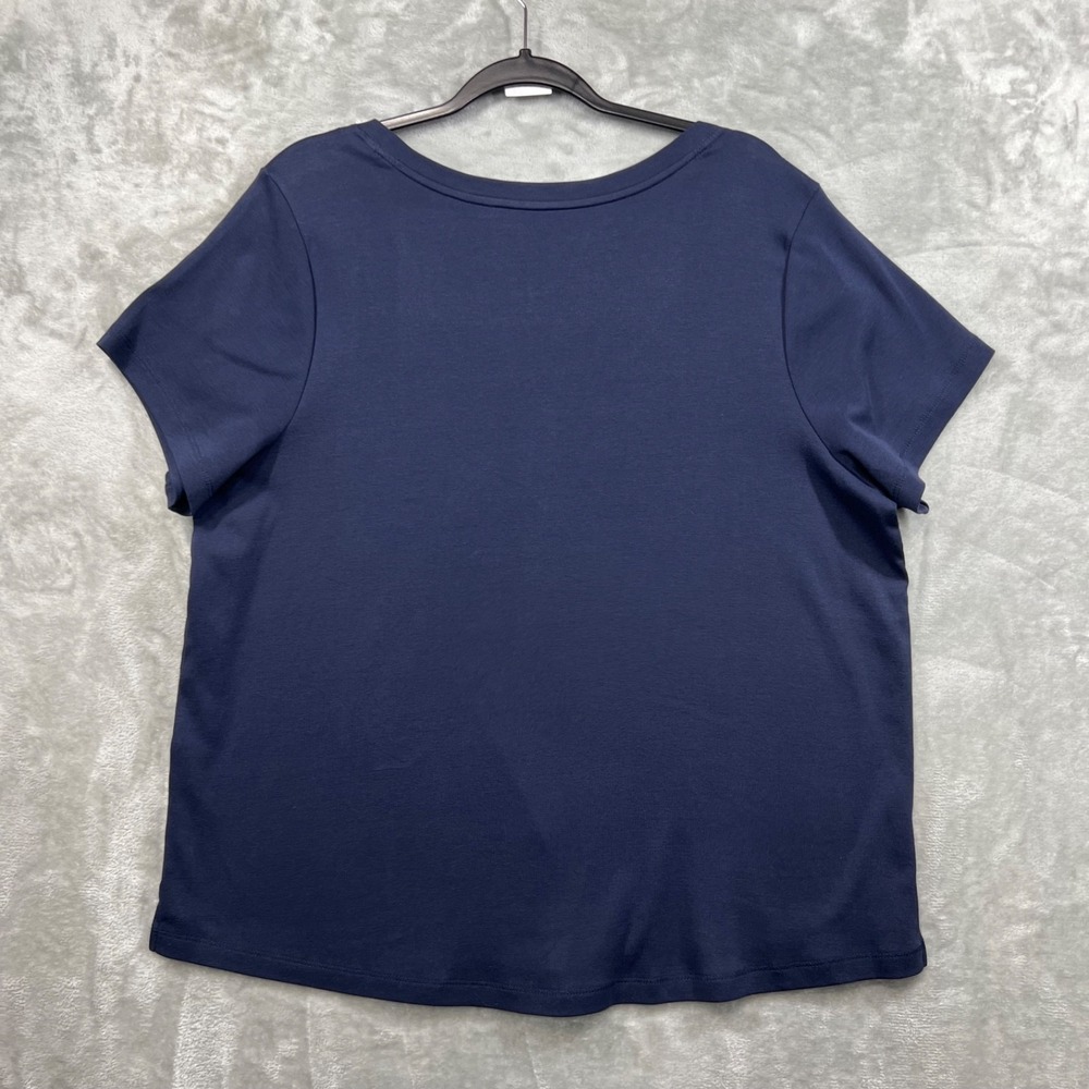 NWT  J.Jill Perfect Pima V-Neck Tee Women's 2x Blue Short Sleeve New - Picture 2 of 7